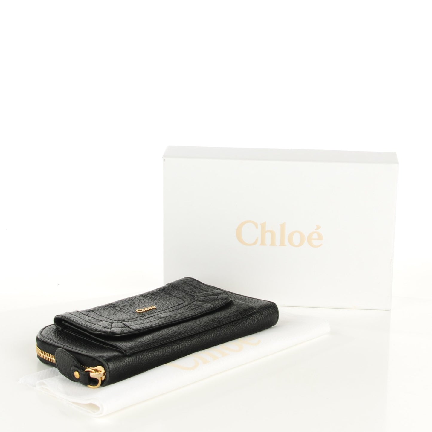 Grained Calfskin Paraty Zip Around Wallet Black