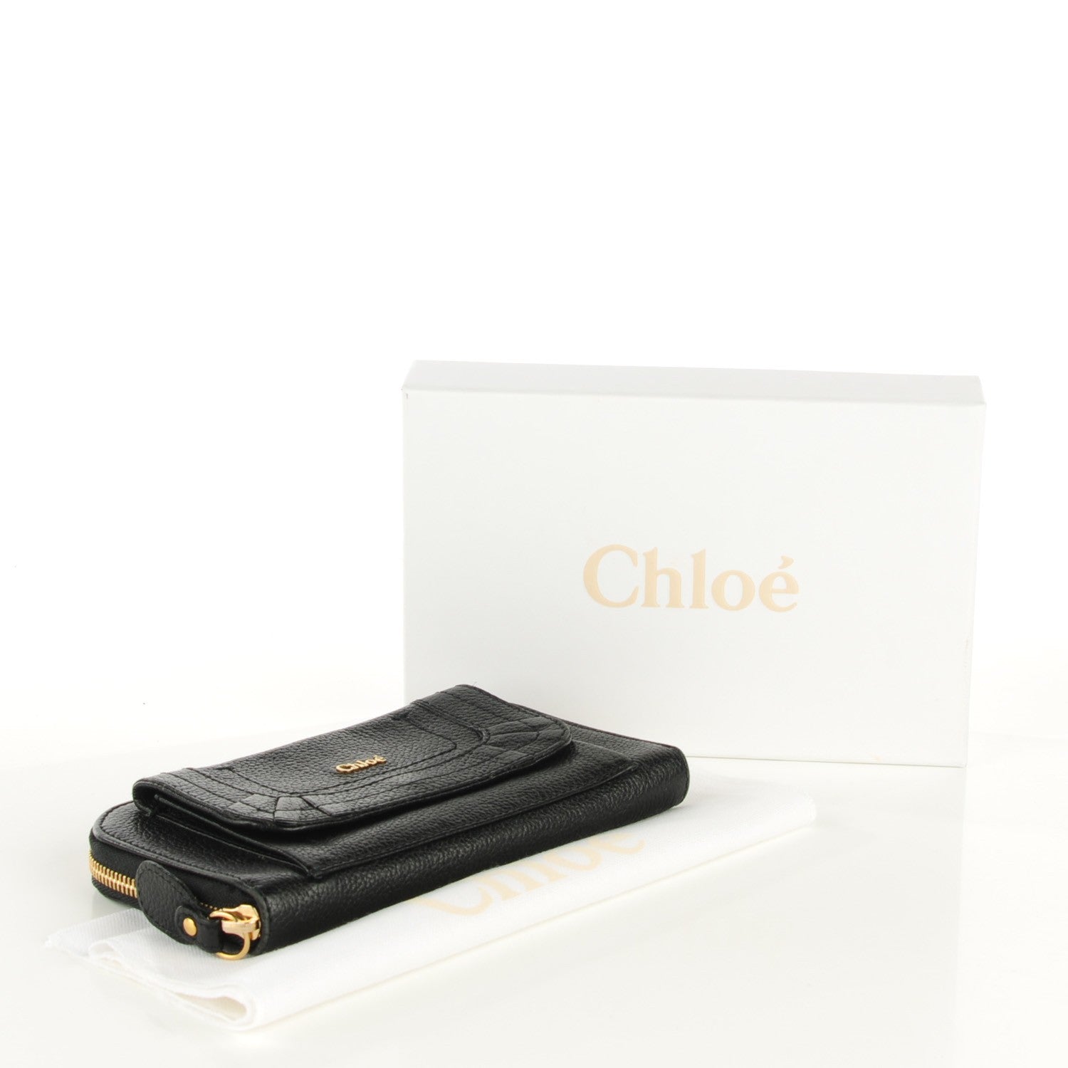 Chloe Grained Calfskin Paraty Zip Around Wallet Black 4 of 8