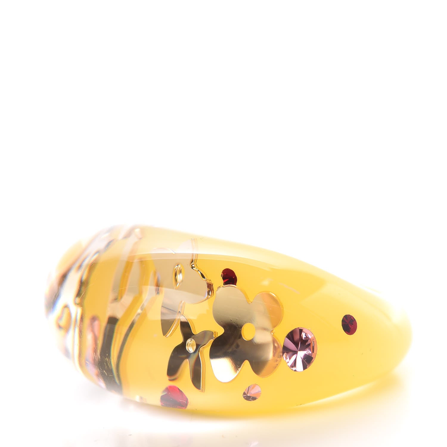 Louis Vuitton Resin Swarovski Crystal Inclusion Ring 7.5 Yellow 3 of 4