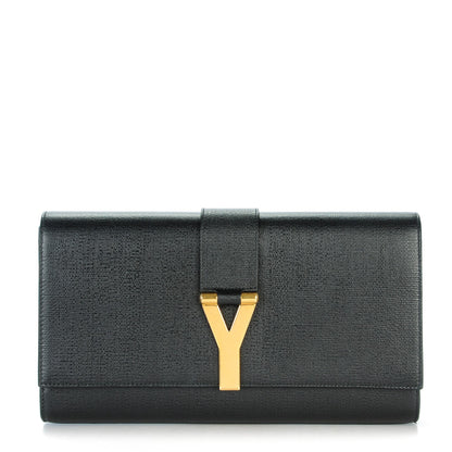 Saint Laurent Textured Calfskin Classic Y Ligne Clutch Black 1 of 8
