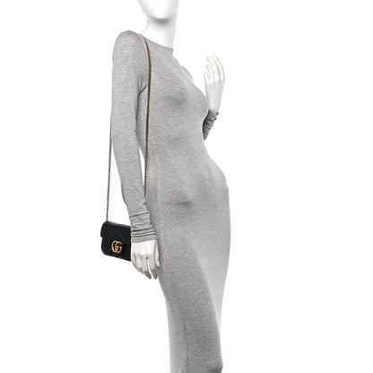 Gucci Calfskin Matelasse Super Mini GG Marmont Shoulder Bag Black 2 of 10
