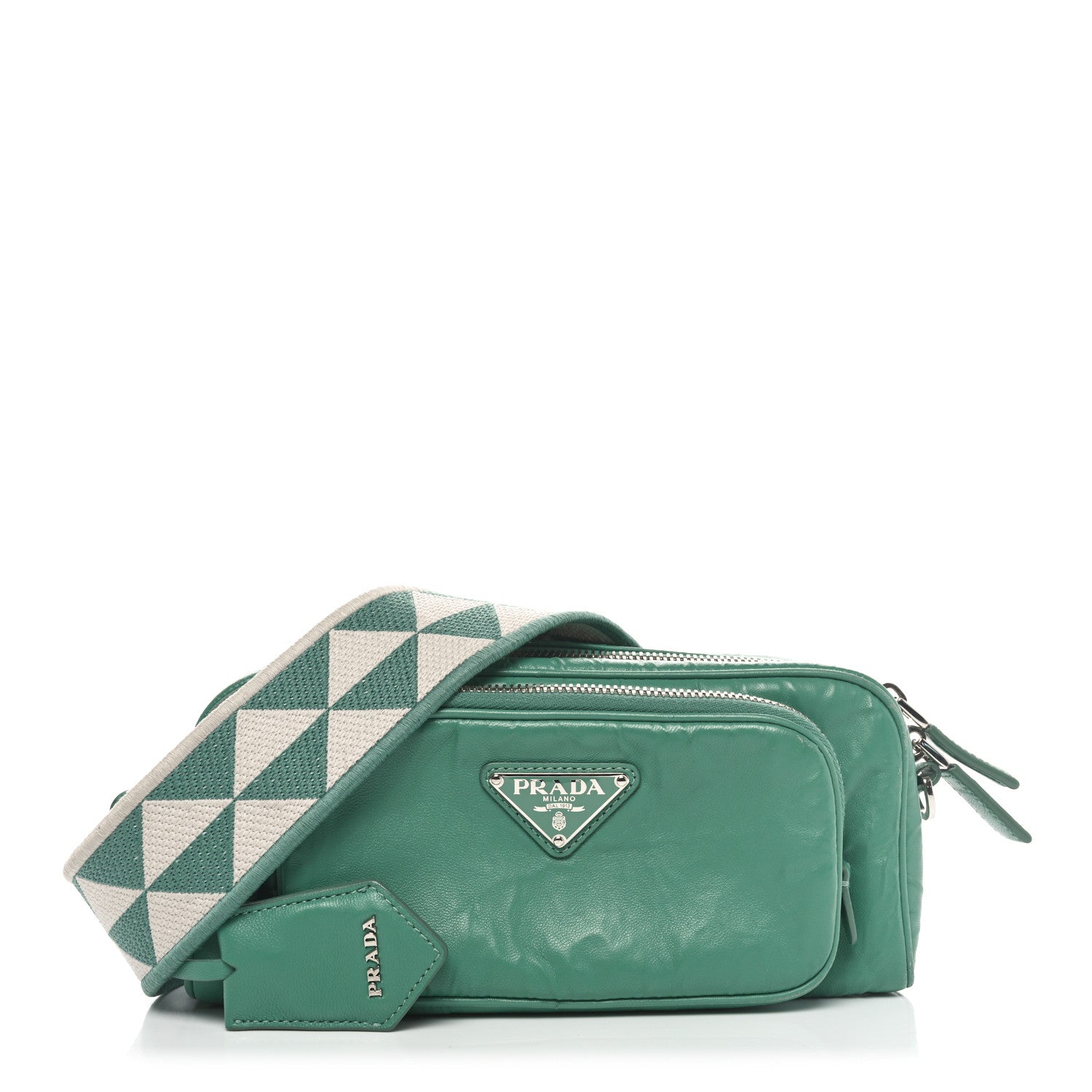 Prada Nappa Antique Multi-Pocket Shoulder Bag Green 1 of 10