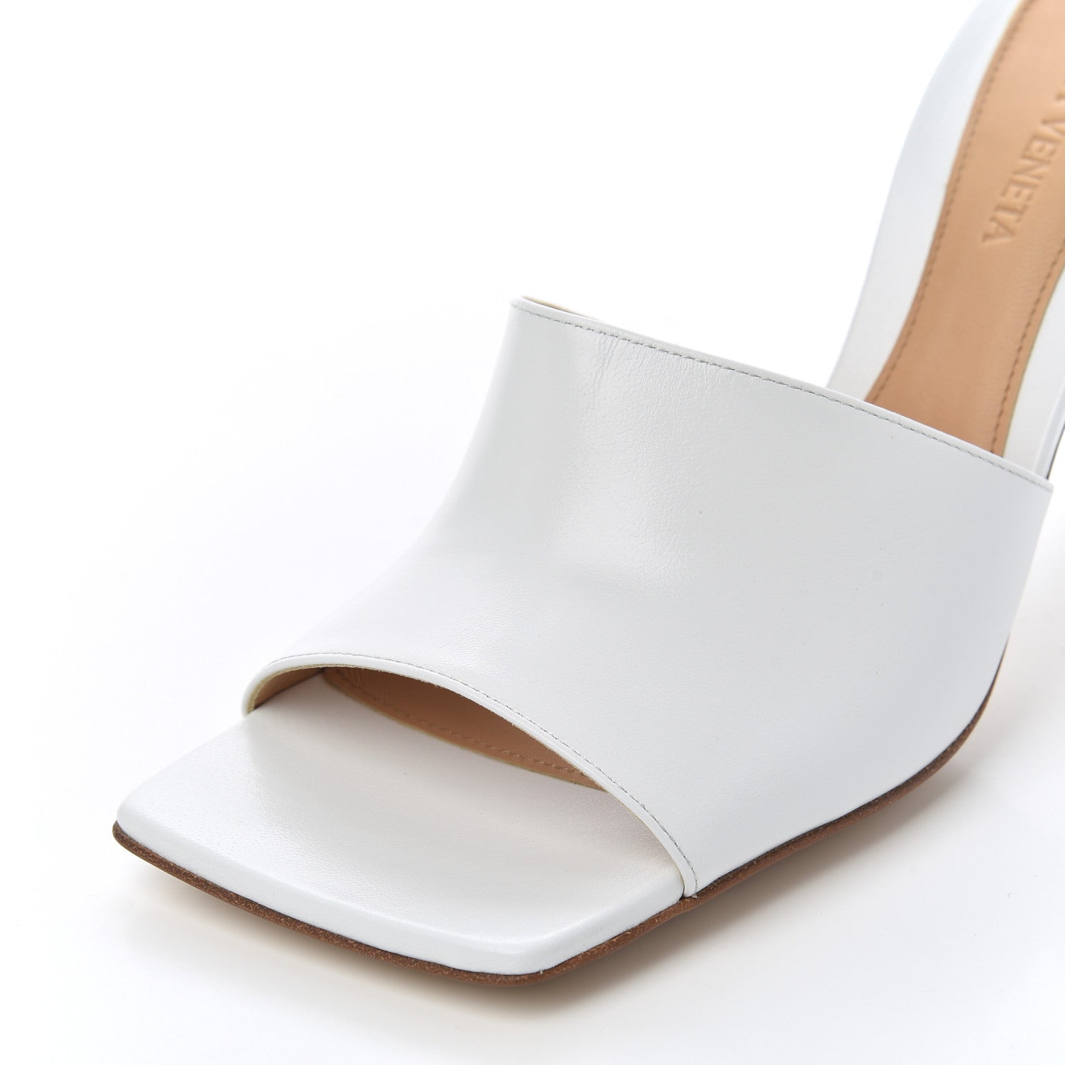 Bottega Veneta Lambskin Stretch Mule Sandals 38 Optic White 10 of 15