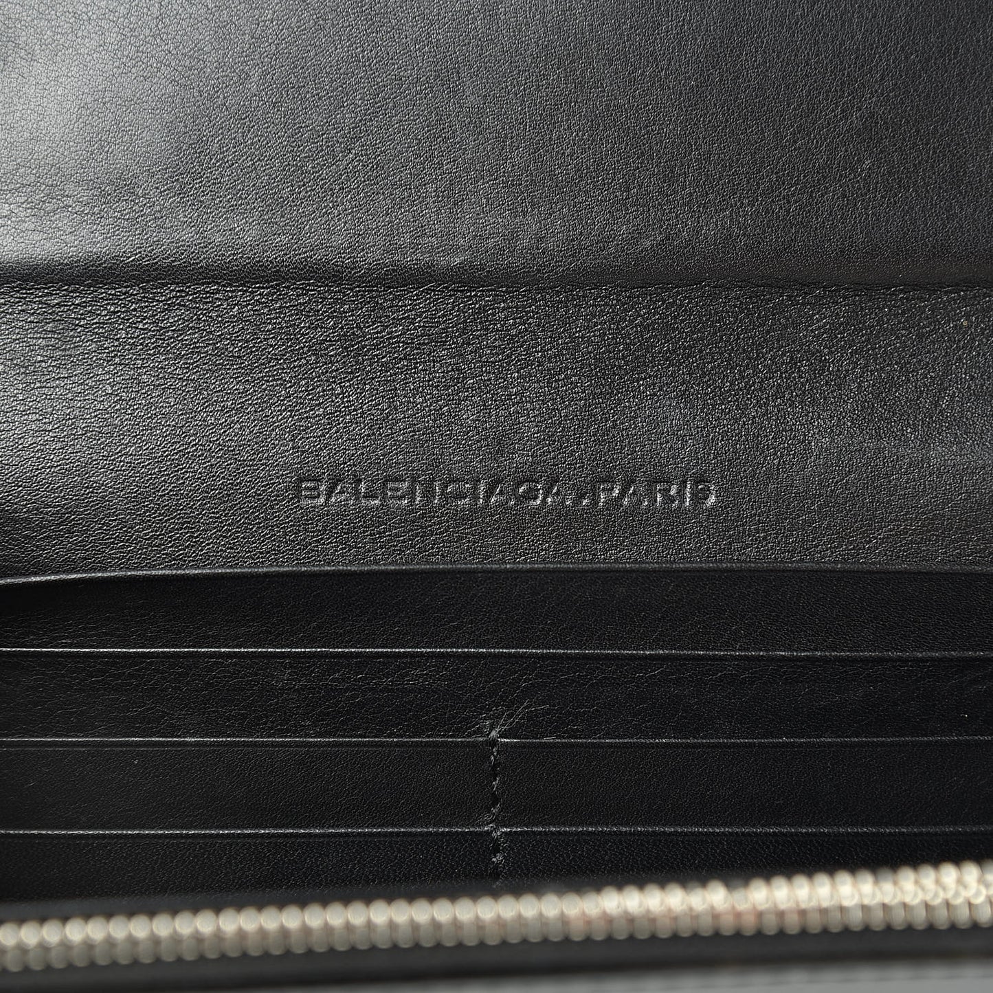 Laminated Calfskin Giant 12 Silver Hardware Money Wallet Black