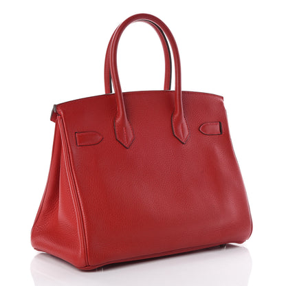 Hermes Taurillon Clemence Birkin 30 Rouge Casaque 3 of 31