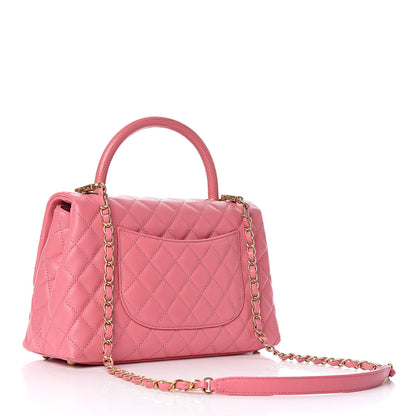 Chanel Caviar Lizard Embossed Quilted Small Coco Handle Flap Pink 3 of 14