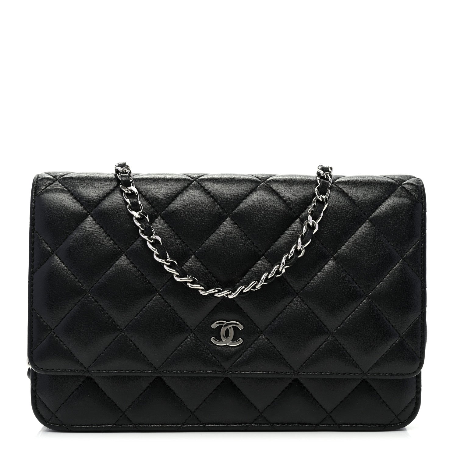 Chanel Lambskin Quilted Wallet On Chain WOC Black 1 of 11