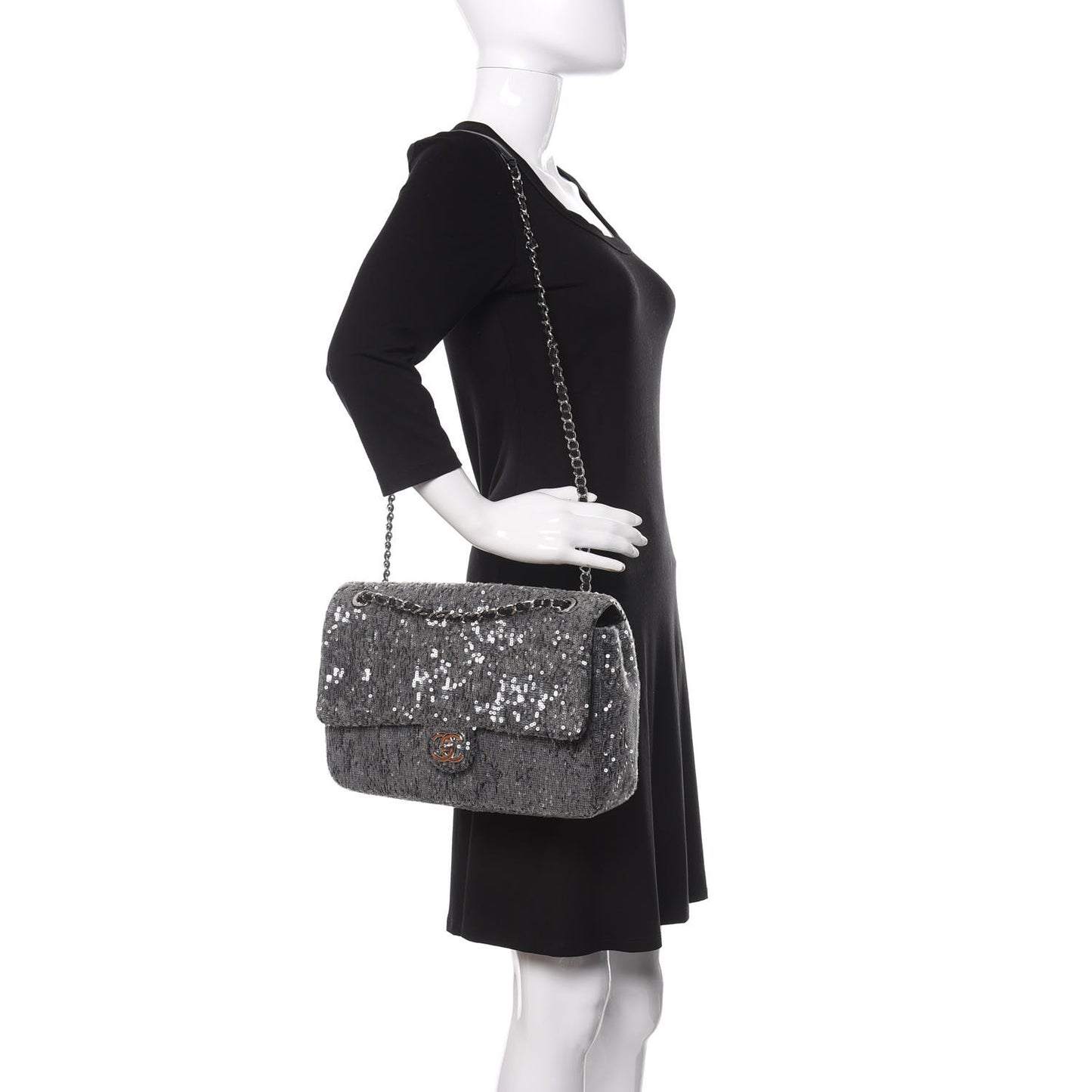 Sequin Jumbo Single Flap Silver