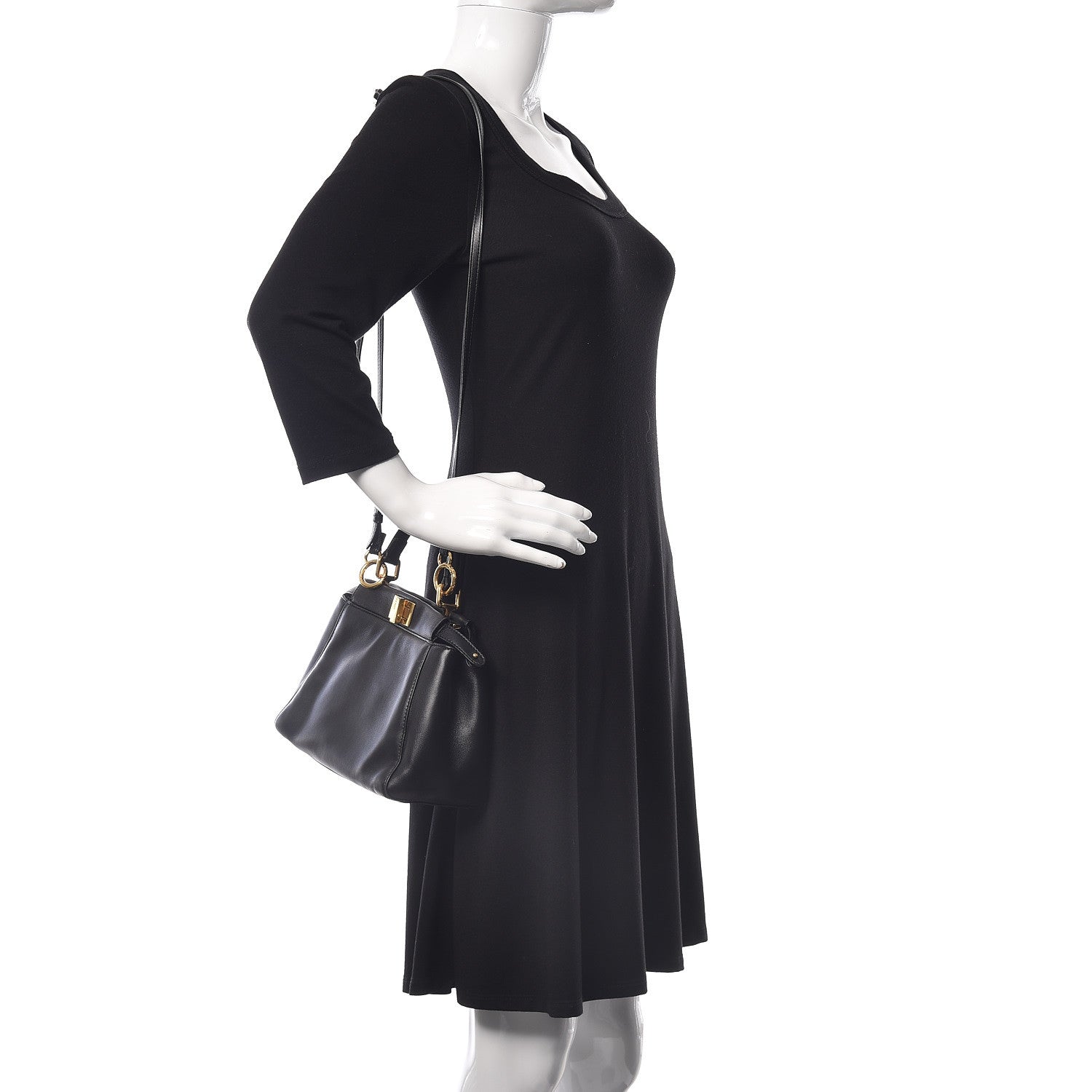 Fendi Nappa Mini Peekaboo Iconic Satchel Black 3 of 12