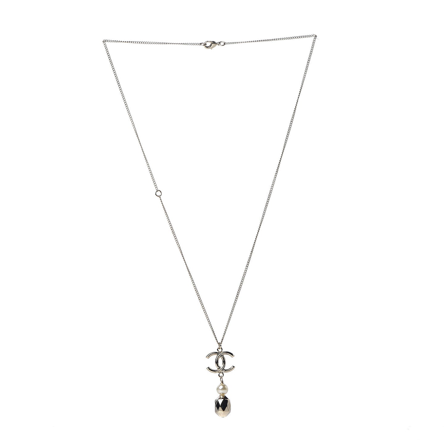 Pearl CC Drop Necklace Gold