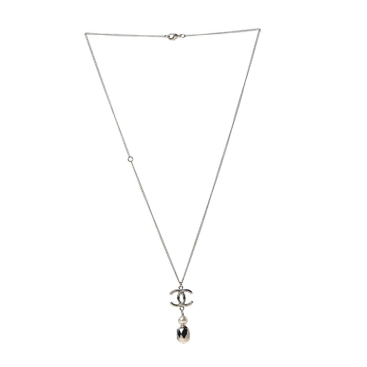 Chanel Pearl CC Drop Necklace Gold 2 of 3