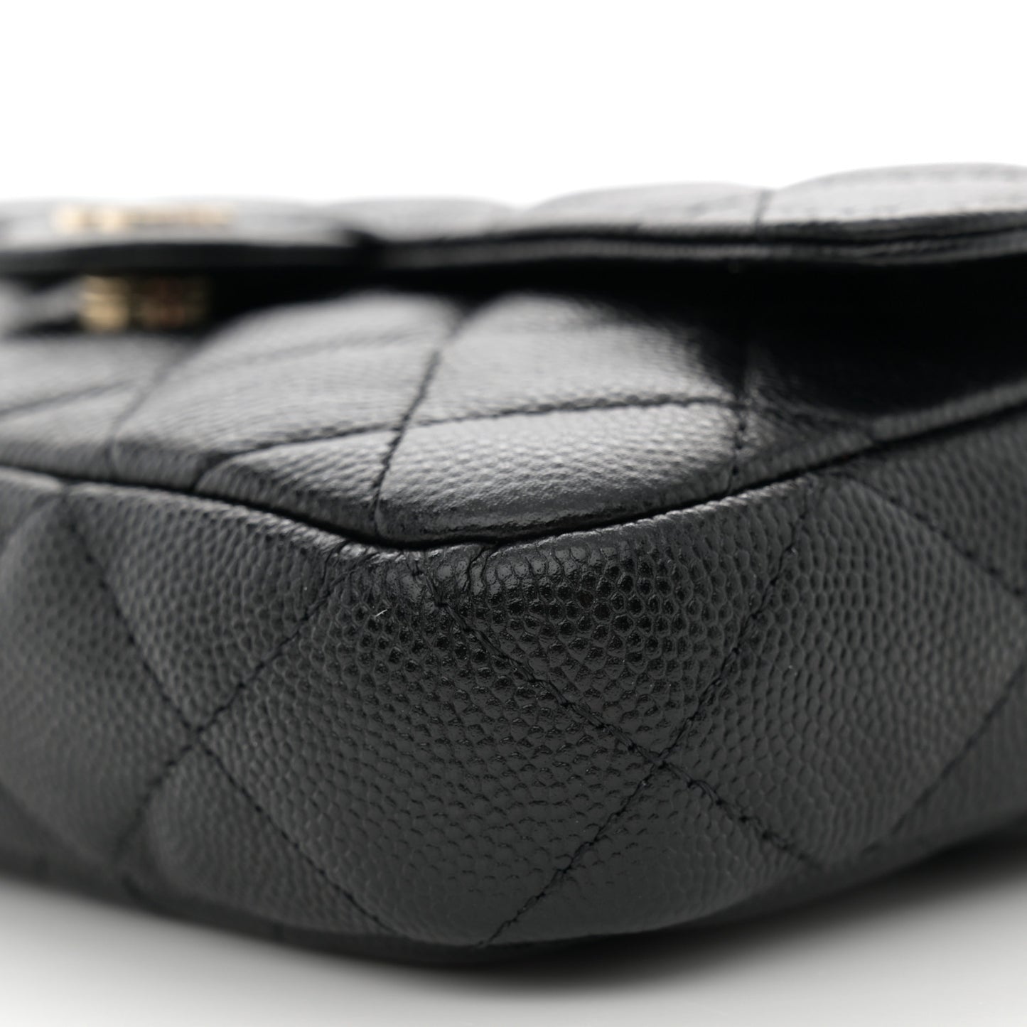 Caviar Quilted Flap Phone Holder With Chain Black