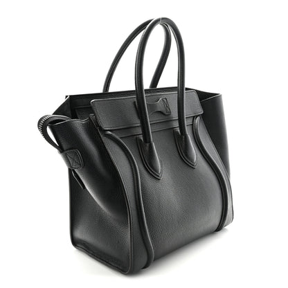 Celine Drummed Calfskin Micro Luggage Black 3 of 9