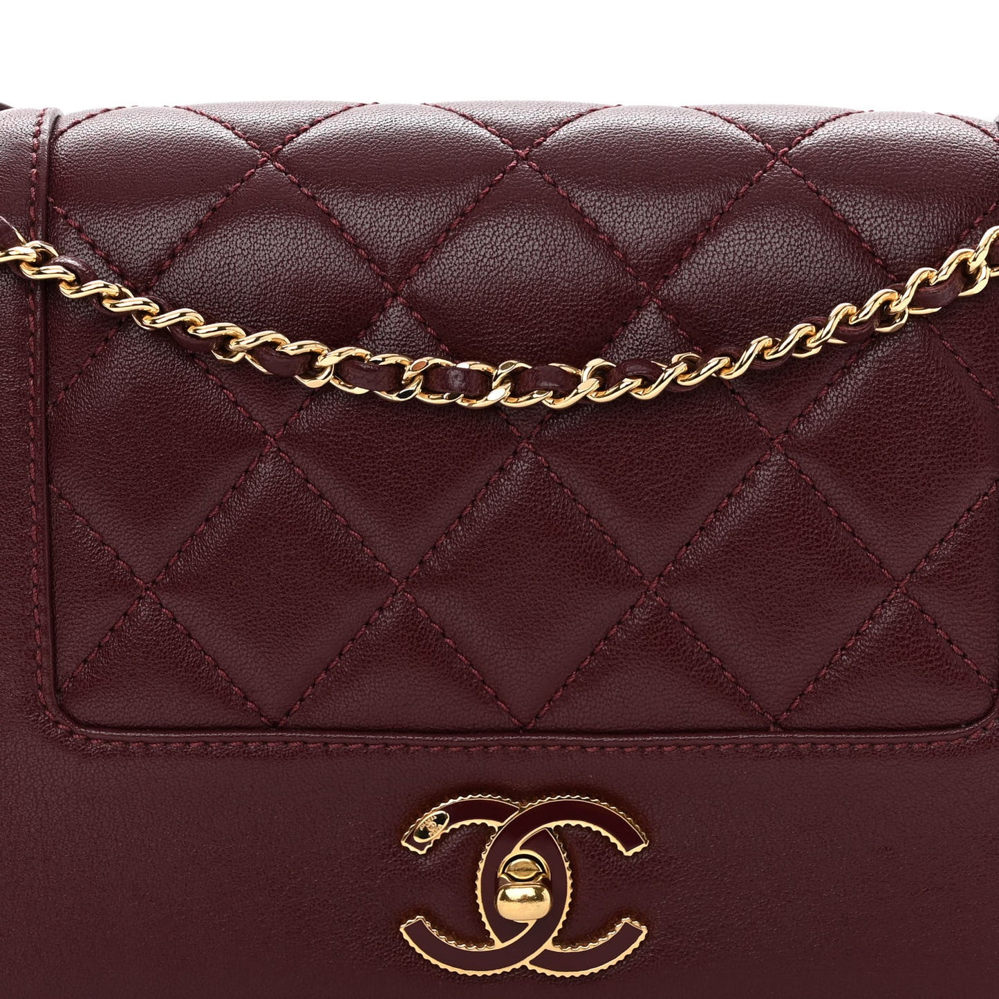 Sheepskin Quilted Vintage Mademoiselle Flap Dark Red