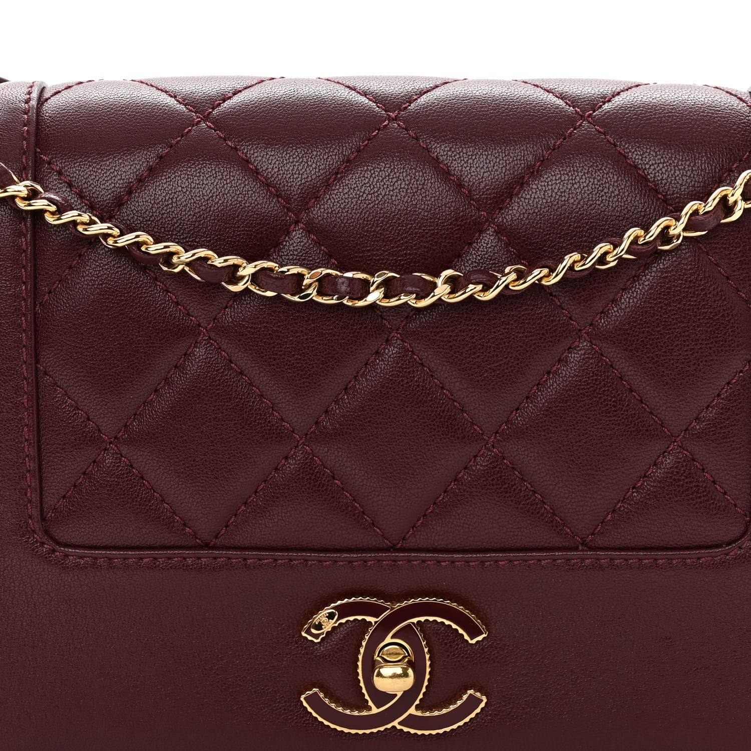 Chanel Sheepskin Quilted Vintage Mademoiselle Flap Dark Red 8 of 10
