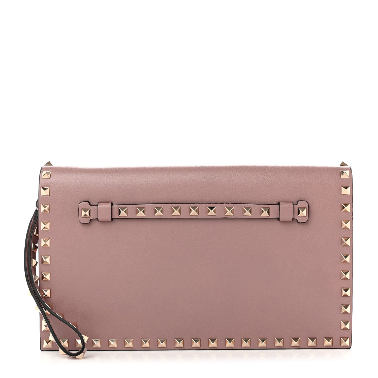 Valentino Garavani Nappa Rockstud Wristlet Clutch Poudre 1 of 6