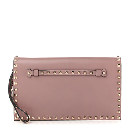 Valentino Garavani Nappa Rockstud Wristlet Clutch Poudre 1 of 6