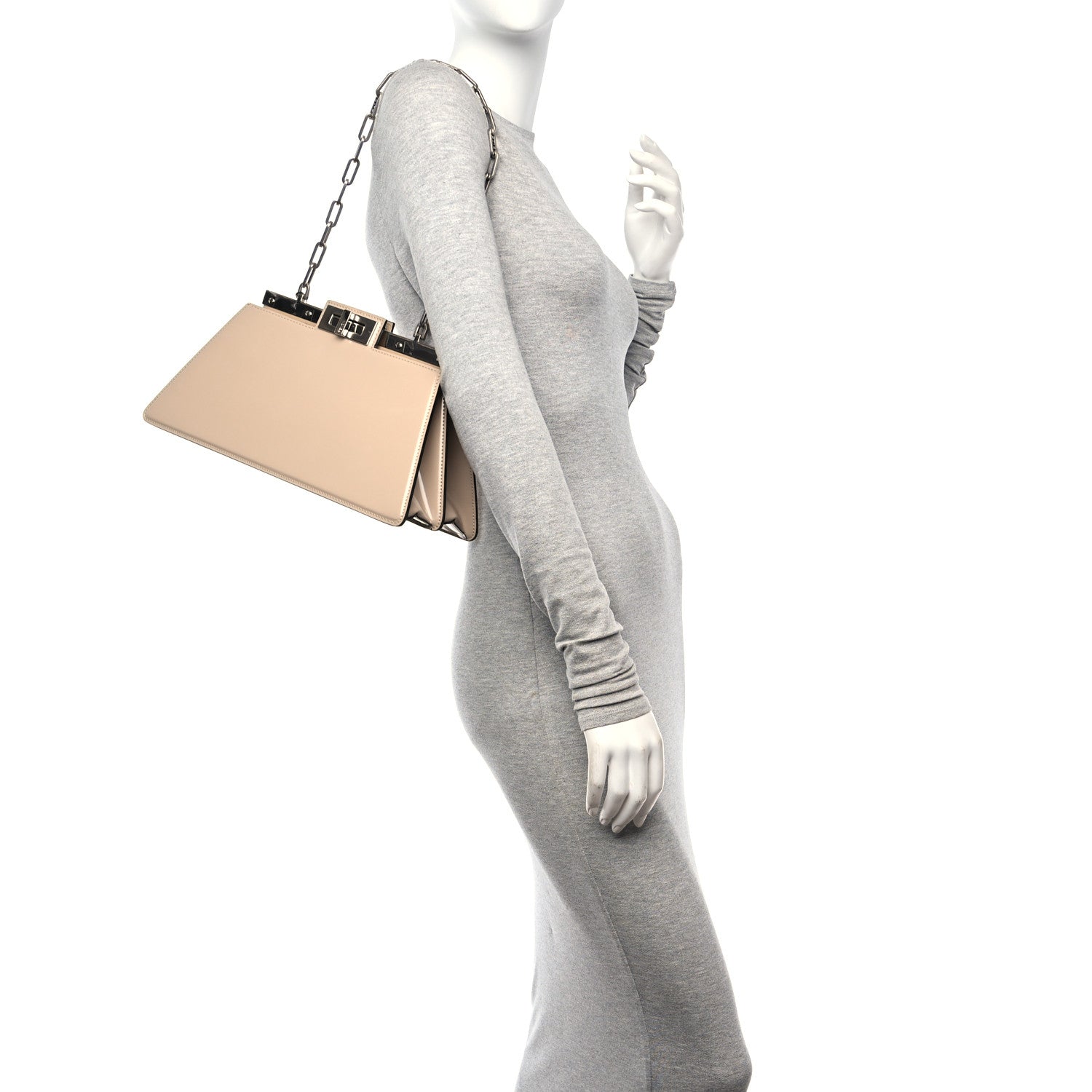 Fendi Patent Peekaboo Cut Beige Amid 2 of 12