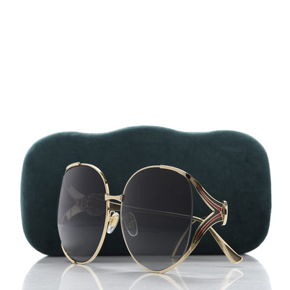 Gucci Metal Oversized Round Frame GG0225S Sunglasses Gold 8 of 8
