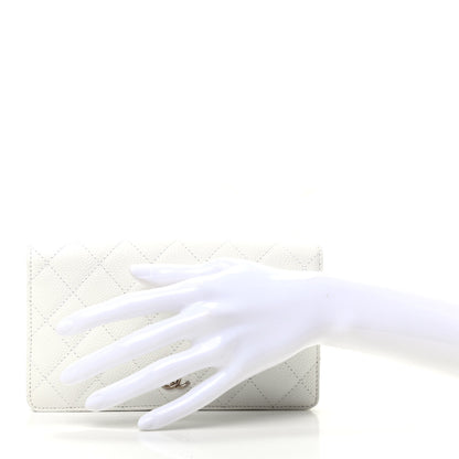 Chanel Caviar Quilted Yen Wallet White 2 of 7