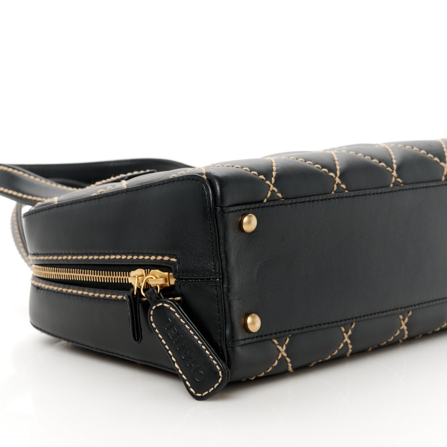 Chanel Calfskin Wild Stitch Top Handle Bag Black 11 of 12