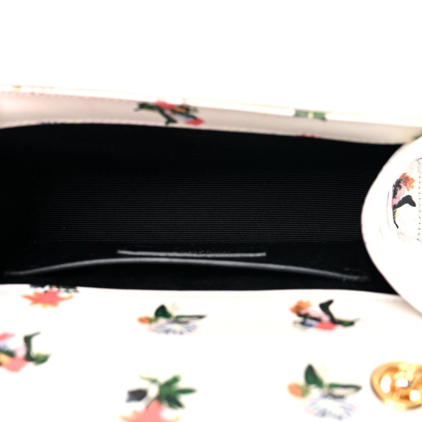 Calfskin Prairie Flower Printed Small Classic Monogram Kate Satchel White