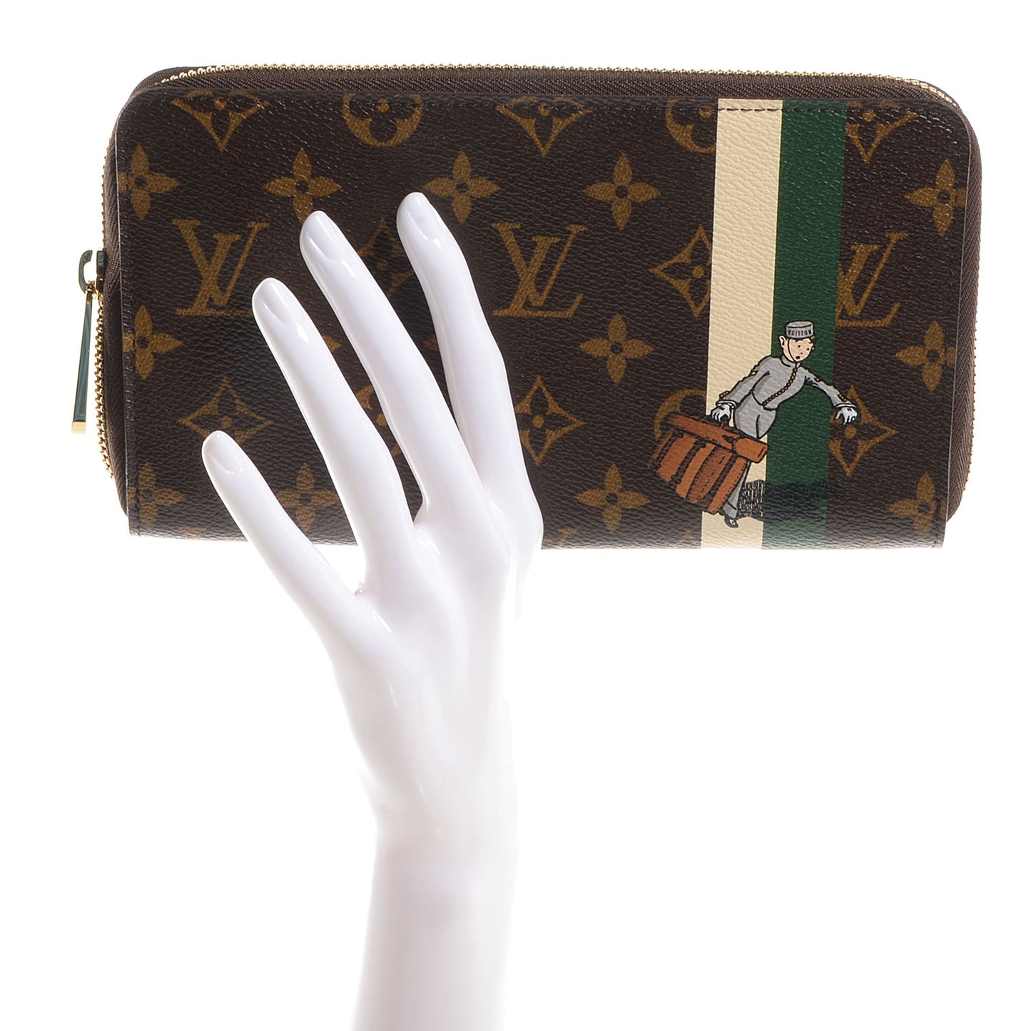 Monogram Groom Zippy Organizer Wallet Green