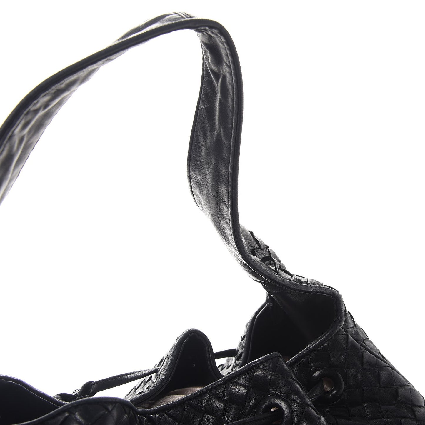 Nappa Intrecciato Drawstring Hobo Bag Nero Black