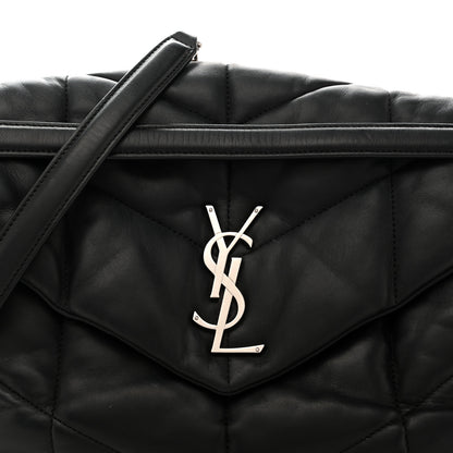 Saint Laurent Lambskin Quilted Medium Loulou Puffer Monogram Chain Satchel Black 8 of 11