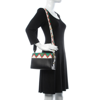 Prada City Calf Saffiano Esplanade Crossbody Bag Black Rosso 2 of 7