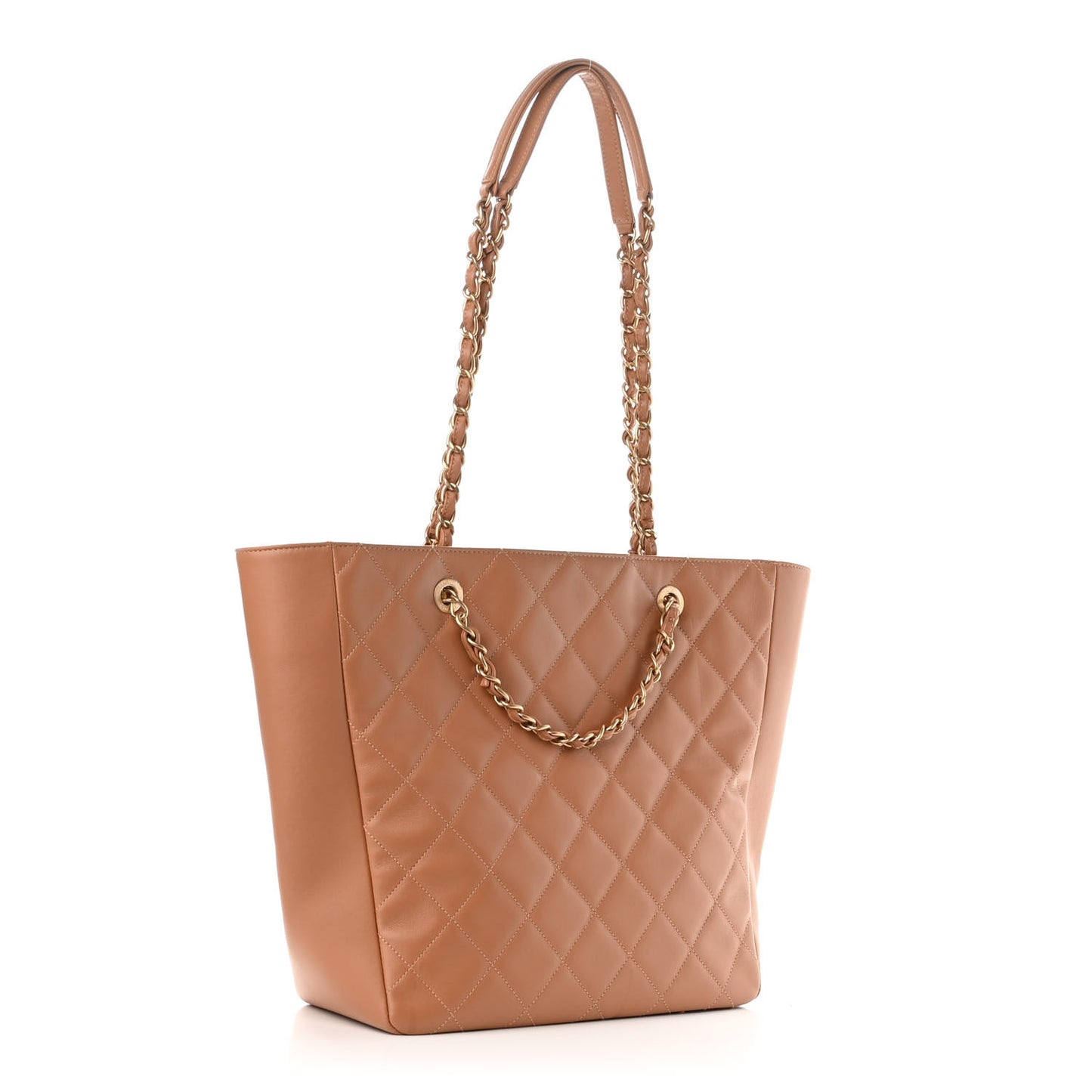 Calfskin Stitched Large Shopping Bag Brown