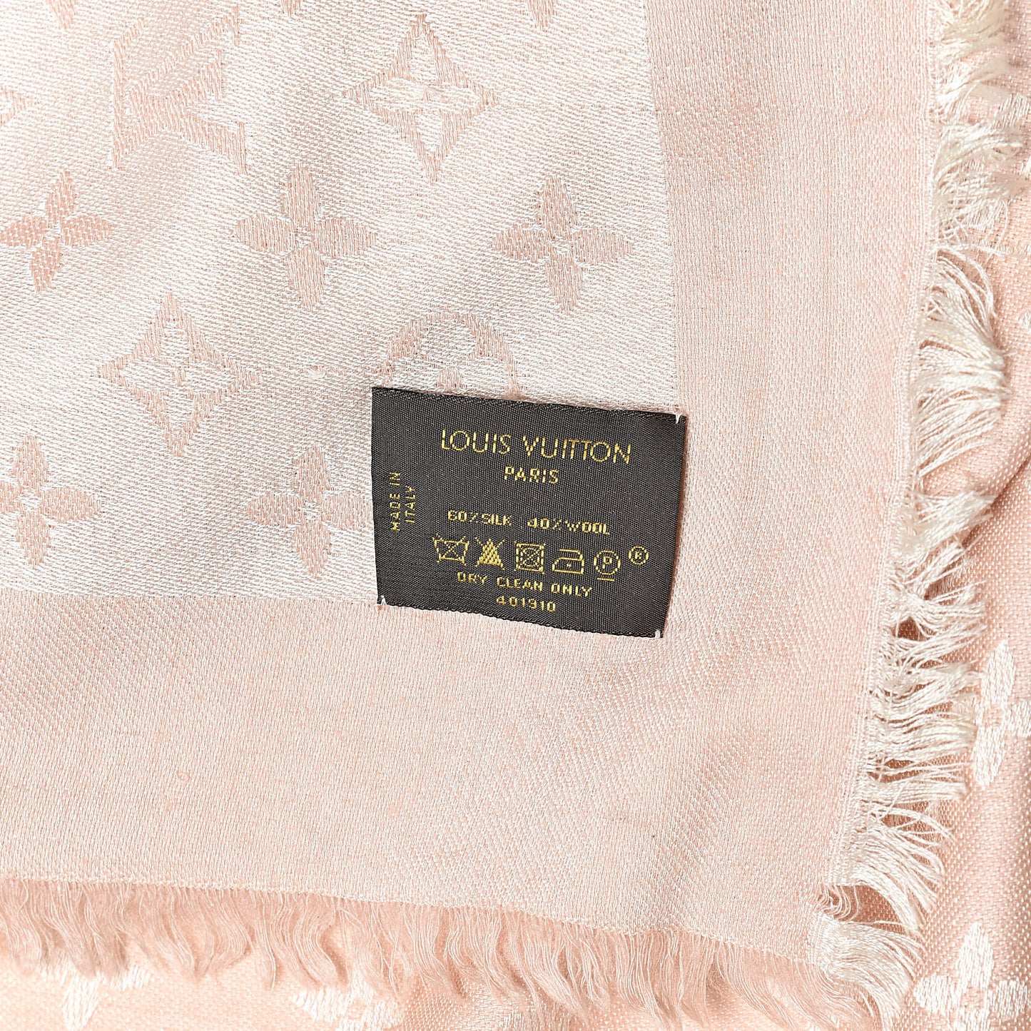 Silk Wool Monogram Shawl Rose