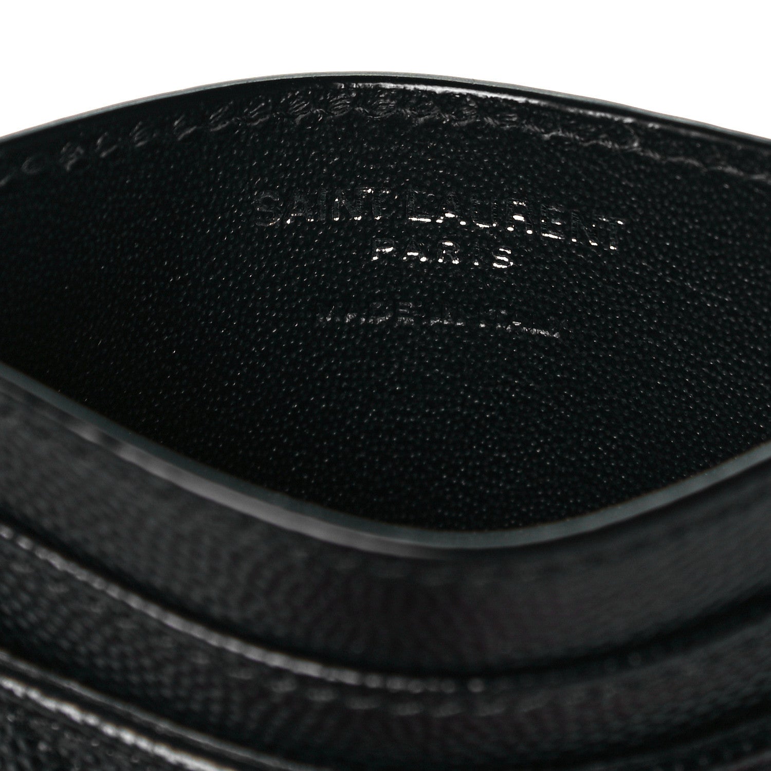 Saint Laurent Grain De Poudre Matelasse Chevron Monogram Credit Card Case Black 5 of 7
