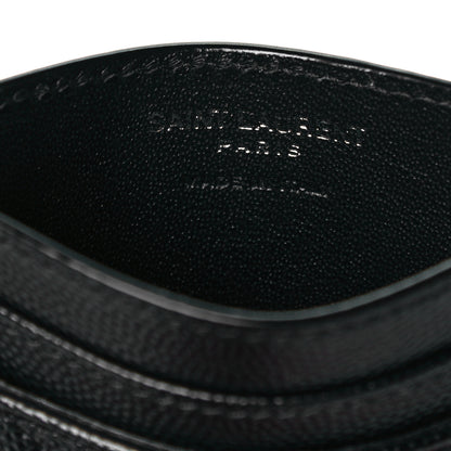 Saint Laurent Grain De Poudre Matelasse Chevron Monogram Credit Card Case Black 5 of 7
