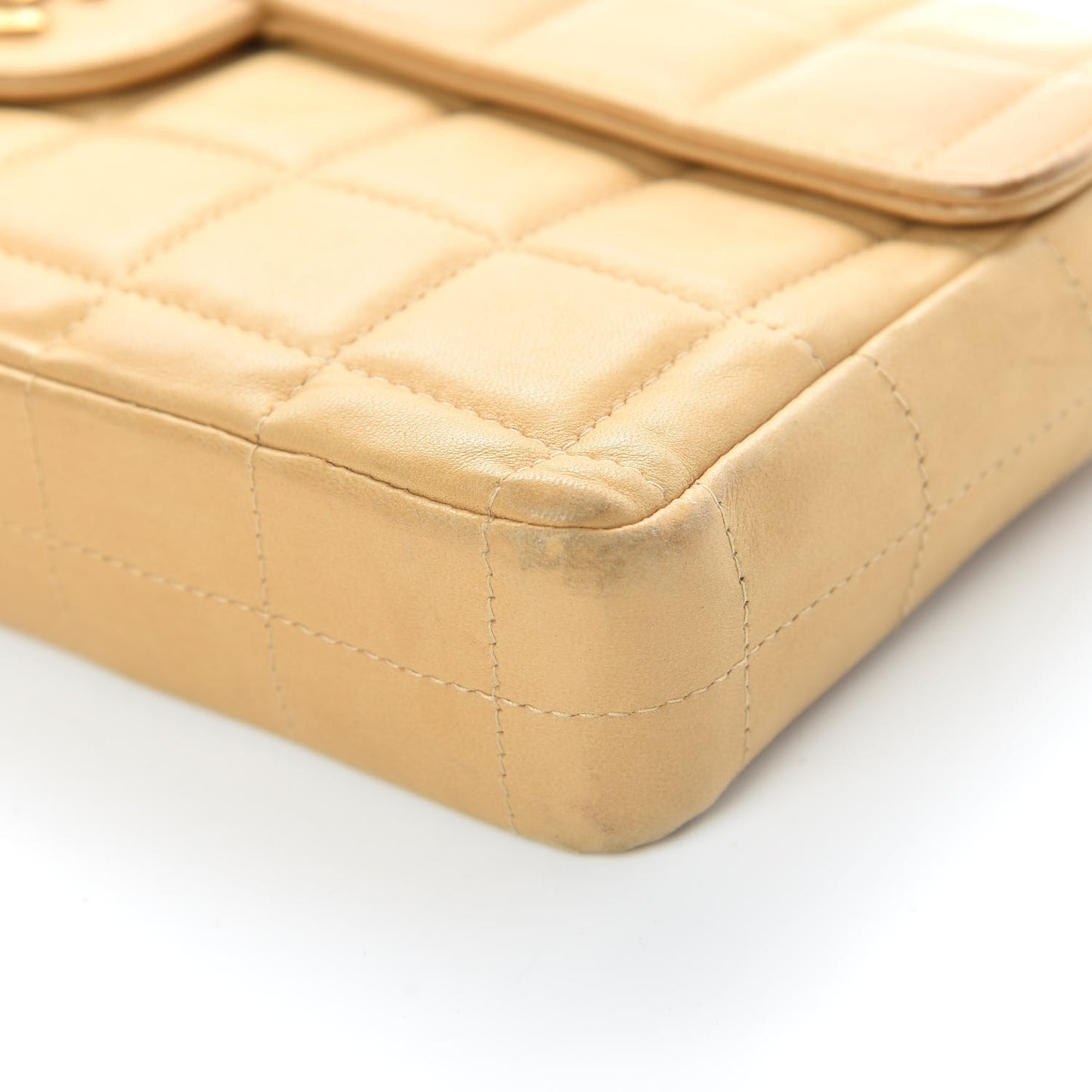 Lambskin East West Chocolate Bar Flap Beige