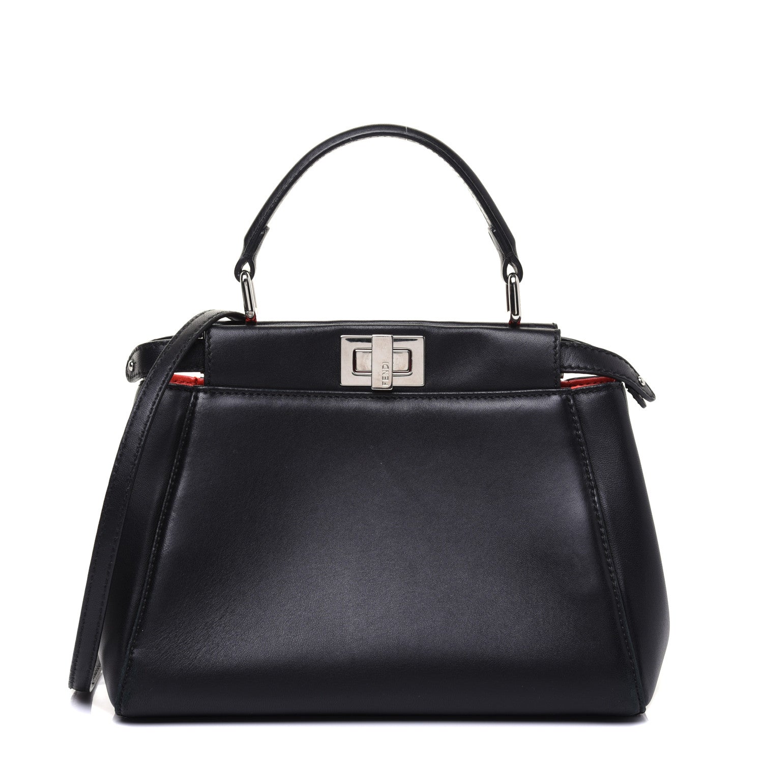 Fendi Nappa Karung Monster Eyes Mini Peekaboo Iconic Satchel Black Papavero 1 of 23