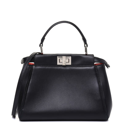 Fendi Nappa Karung Monster Eyes Mini Peekaboo Iconic Satchel Black Papavero 1 of 23