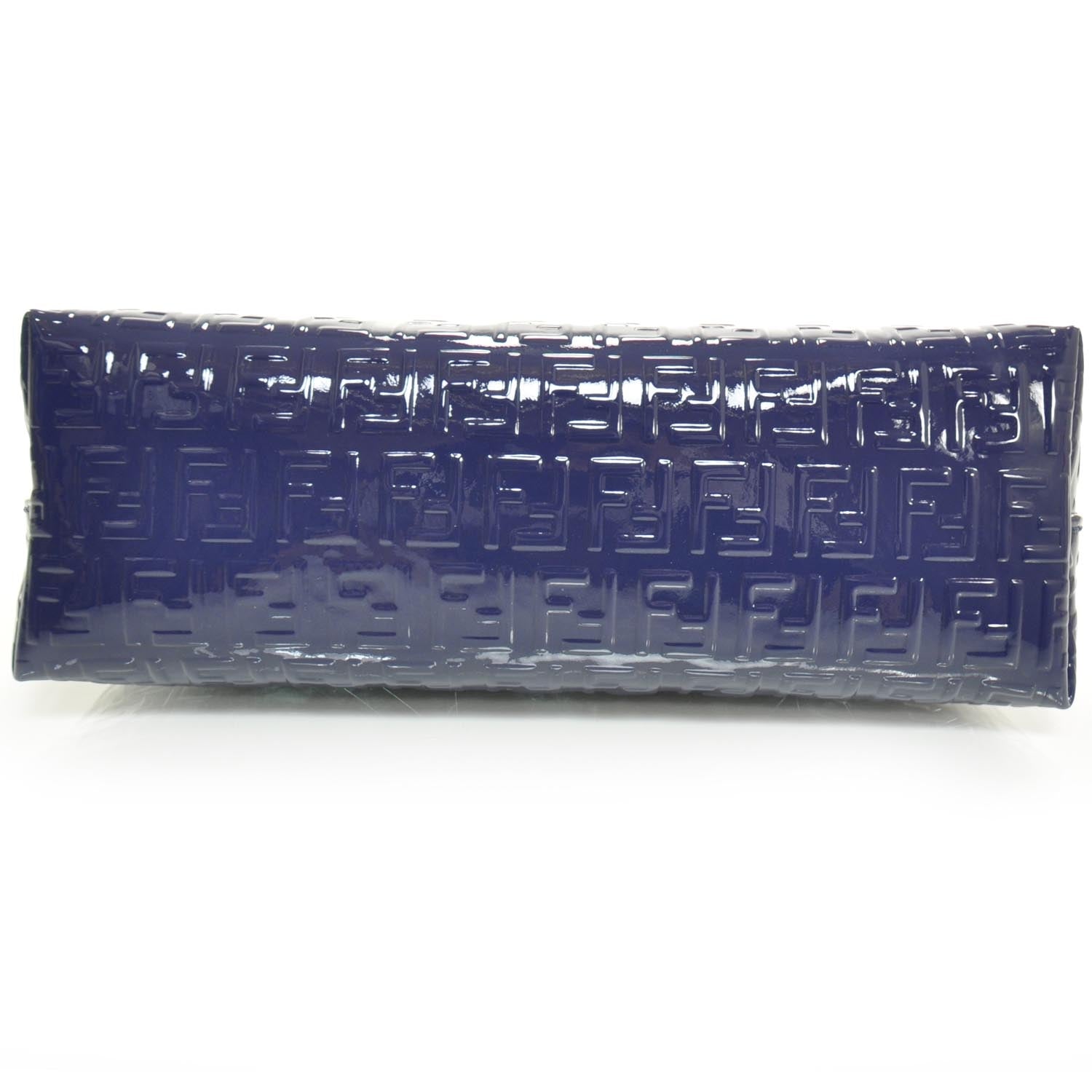 Fendi Patent FF Embossed Large Cosmetic Pouch Navy 4 of 9