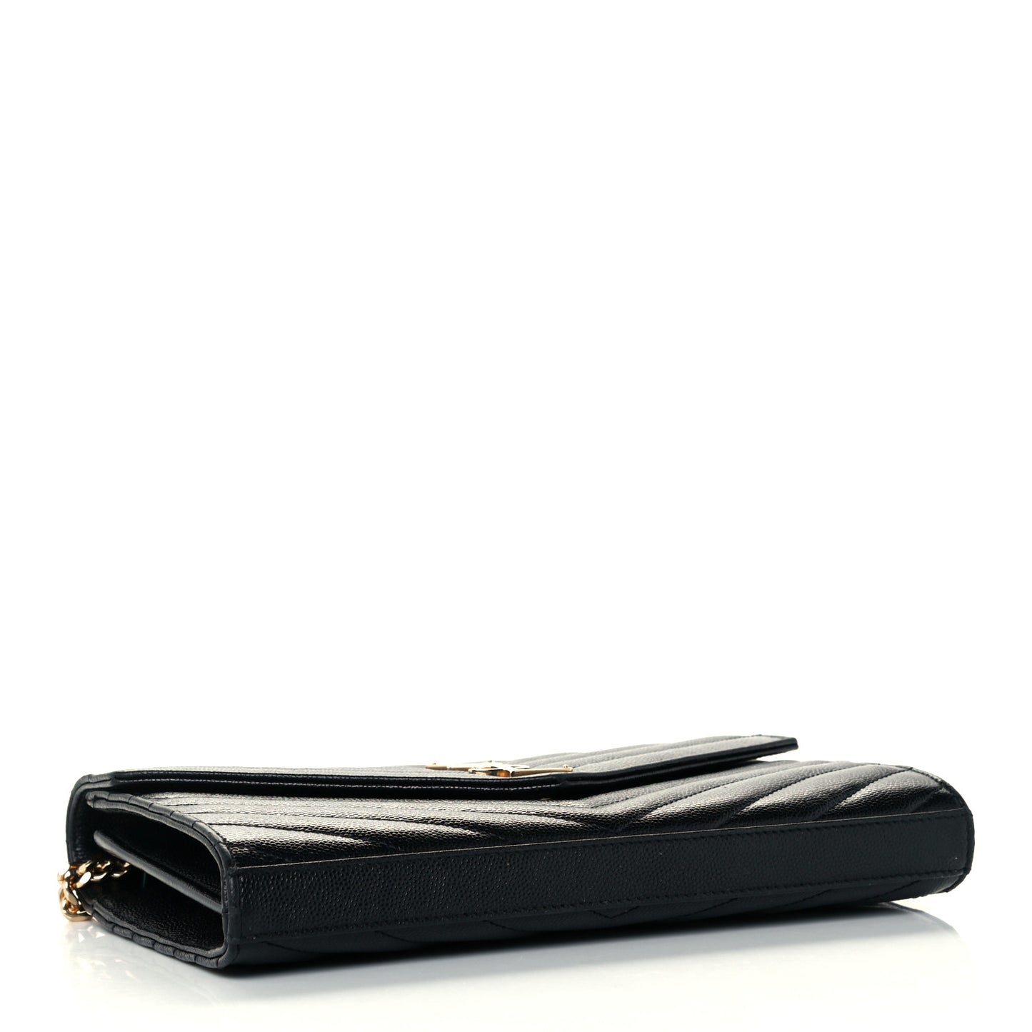 Grain De Poudre Matelasse Chevron Monogram Chain Wallet Black