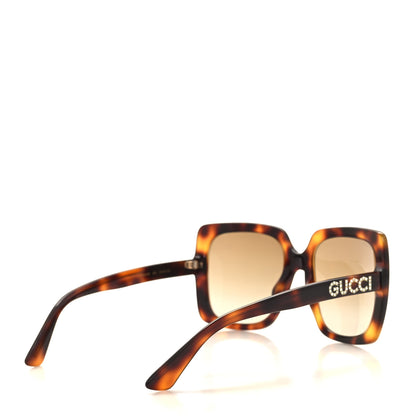 Gucci Acetate Square Frame Crystal Sunglasses GG 0418S Tortoiseshell 4 of 7