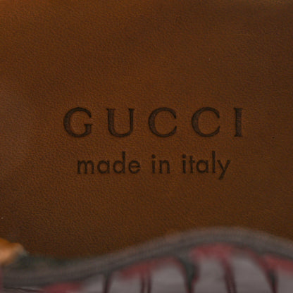 Gucci New Waxed Calfskin Mens G Medallion Toe Ankle Boots 8.5 Red Bordeaux 6 of 9