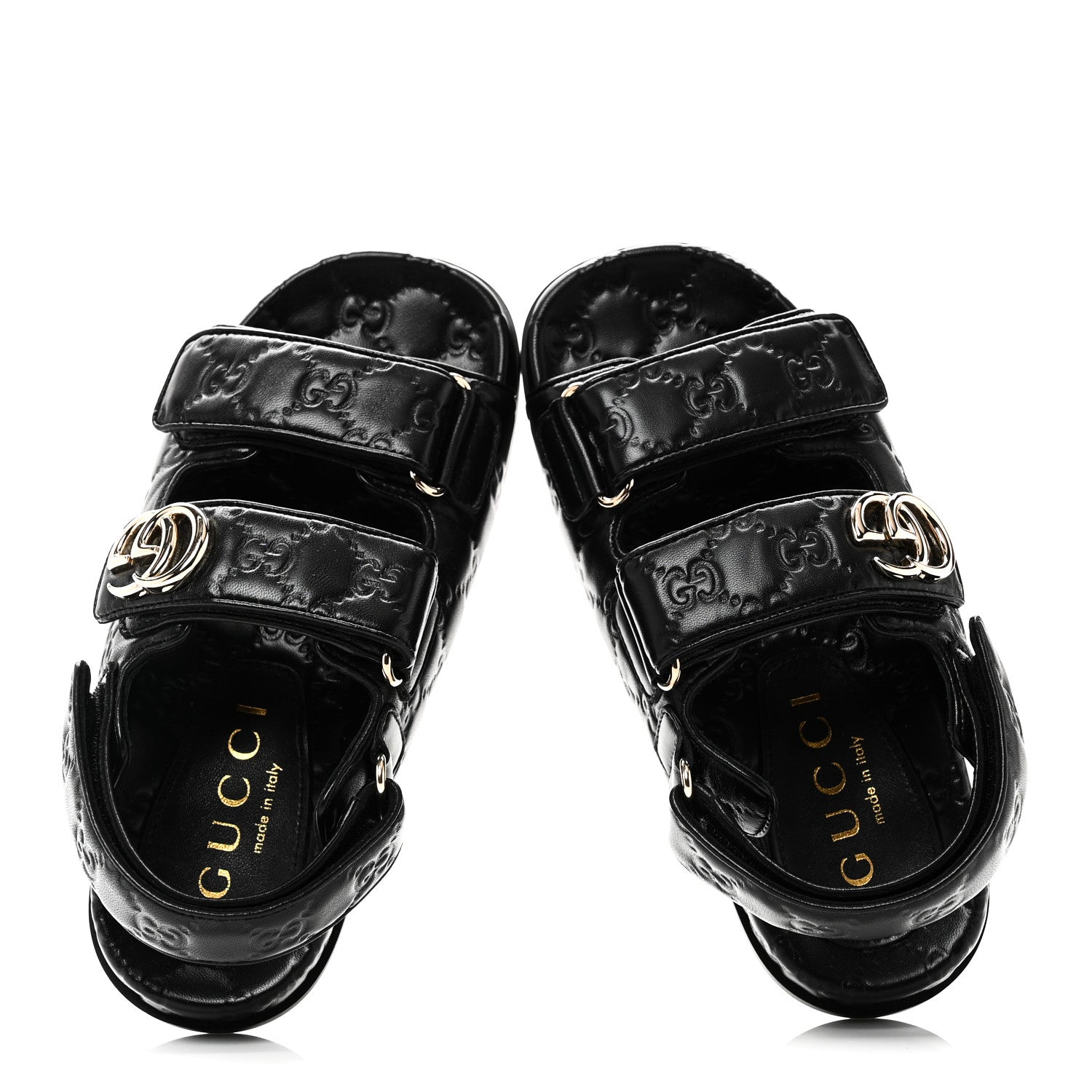 Gucci Guccissima GG Embossed Womens Sandals 35 Black 1880660