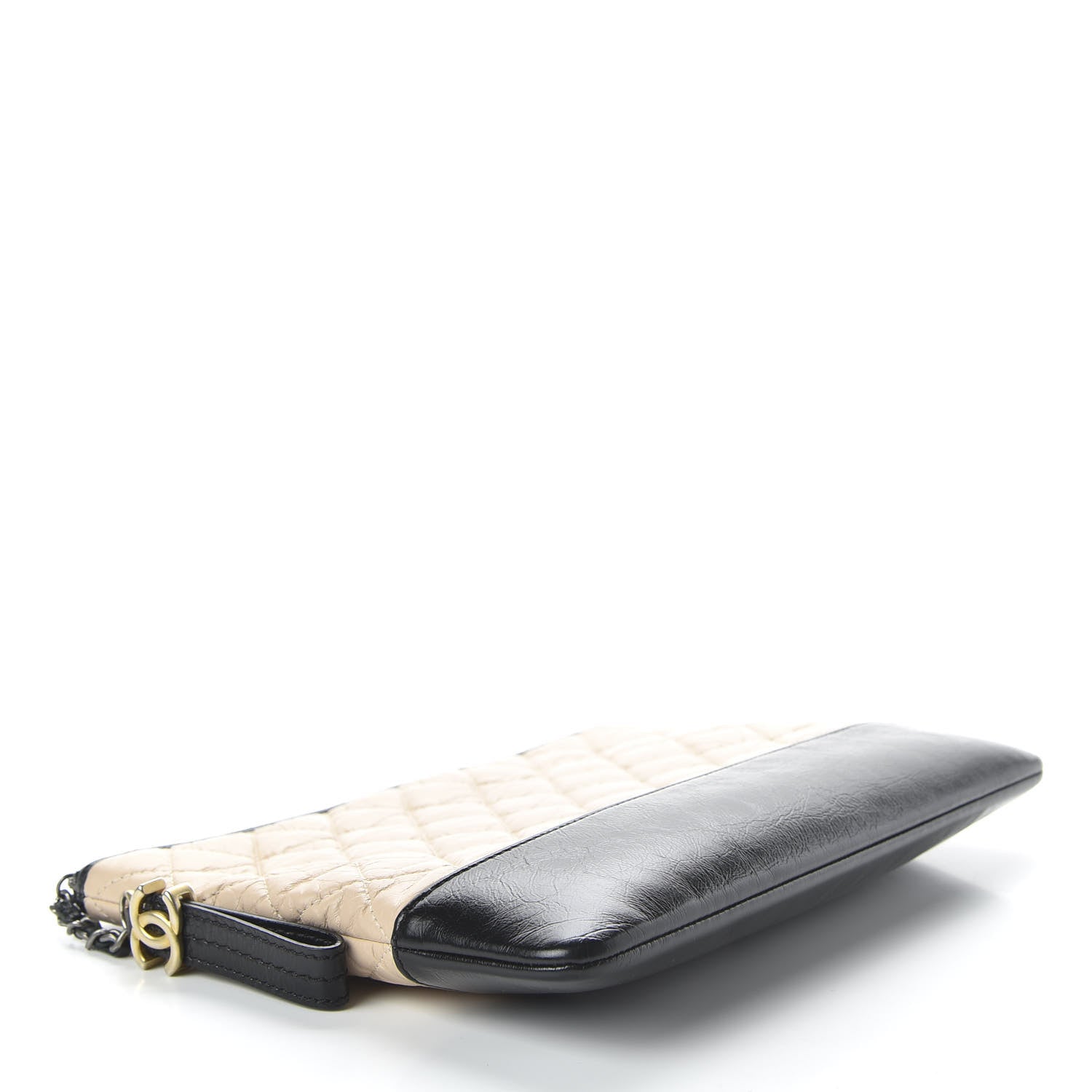 Chanel Aged Calfskin Quilted Medium Gabrielle Cosmetic Case Beige Black 4 of 10