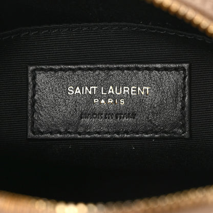 Saint Laurent Grain De Poudre Matelasse Chevron Quilted Round Vinyle Camera Bag Dark Beige 6 of 9
