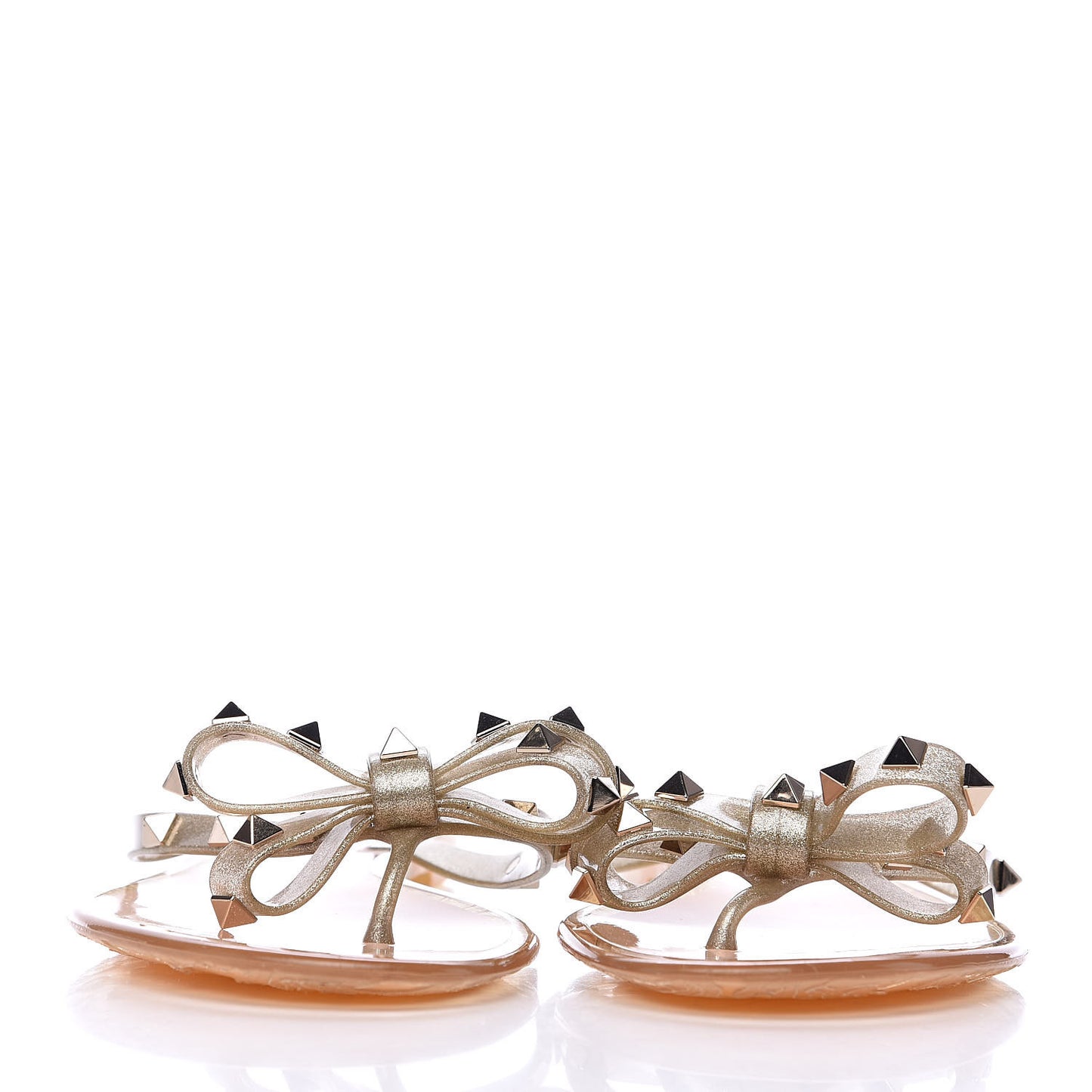 PVC Jelly Glitter Rockstud Bow Thong Sandals 40 Oro
