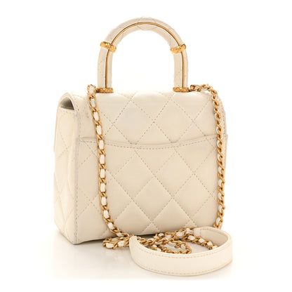 Chanel Lambskin Handle Crush Top Handle Flap Bag White 3 of 13