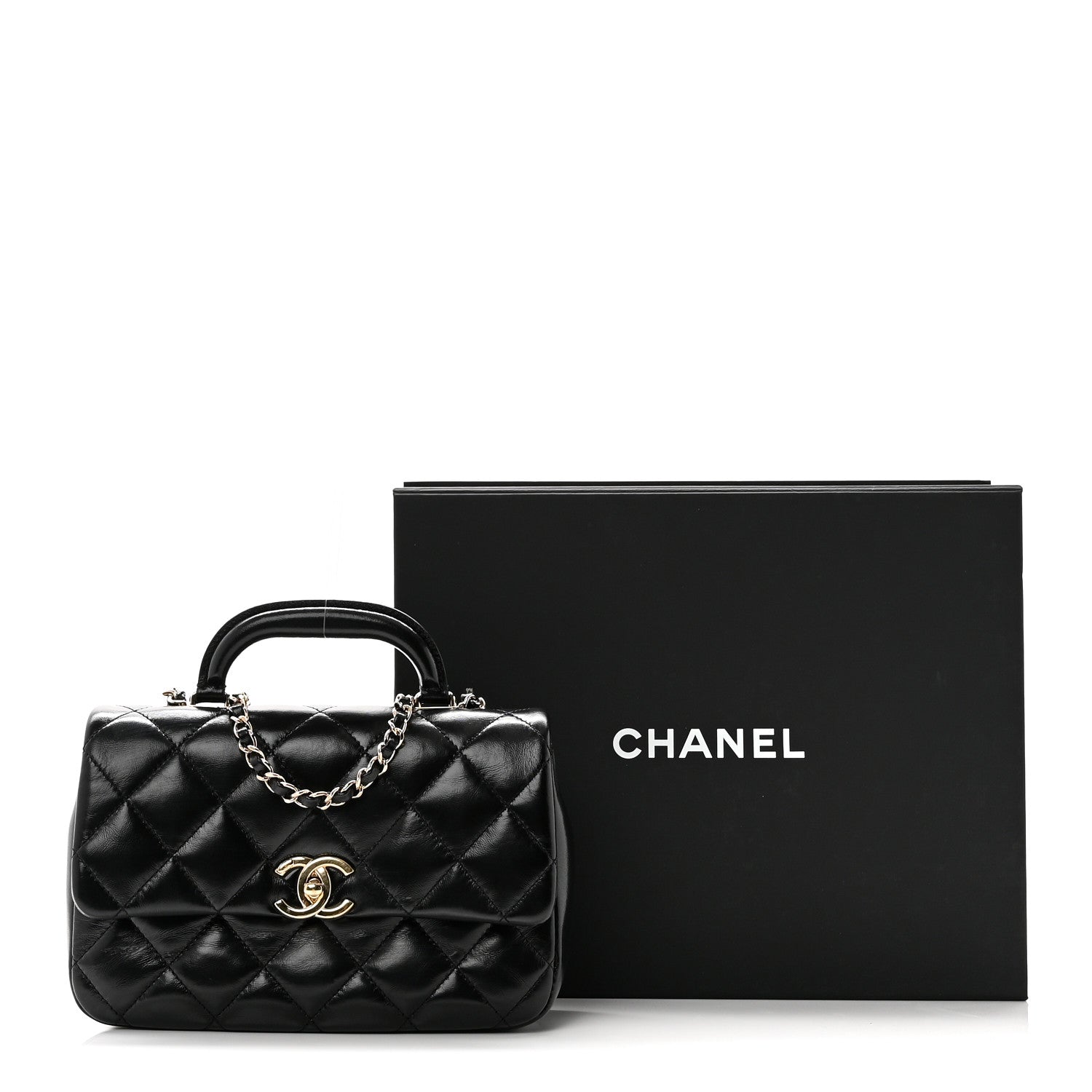 Chanel Shiny Lambskin Quilted Coco Trip Flap Bag Black 11 of 11