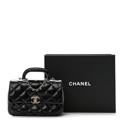 Chanel Shiny Lambskin Quilted Coco Trip Flap Bag Black 11 of 11