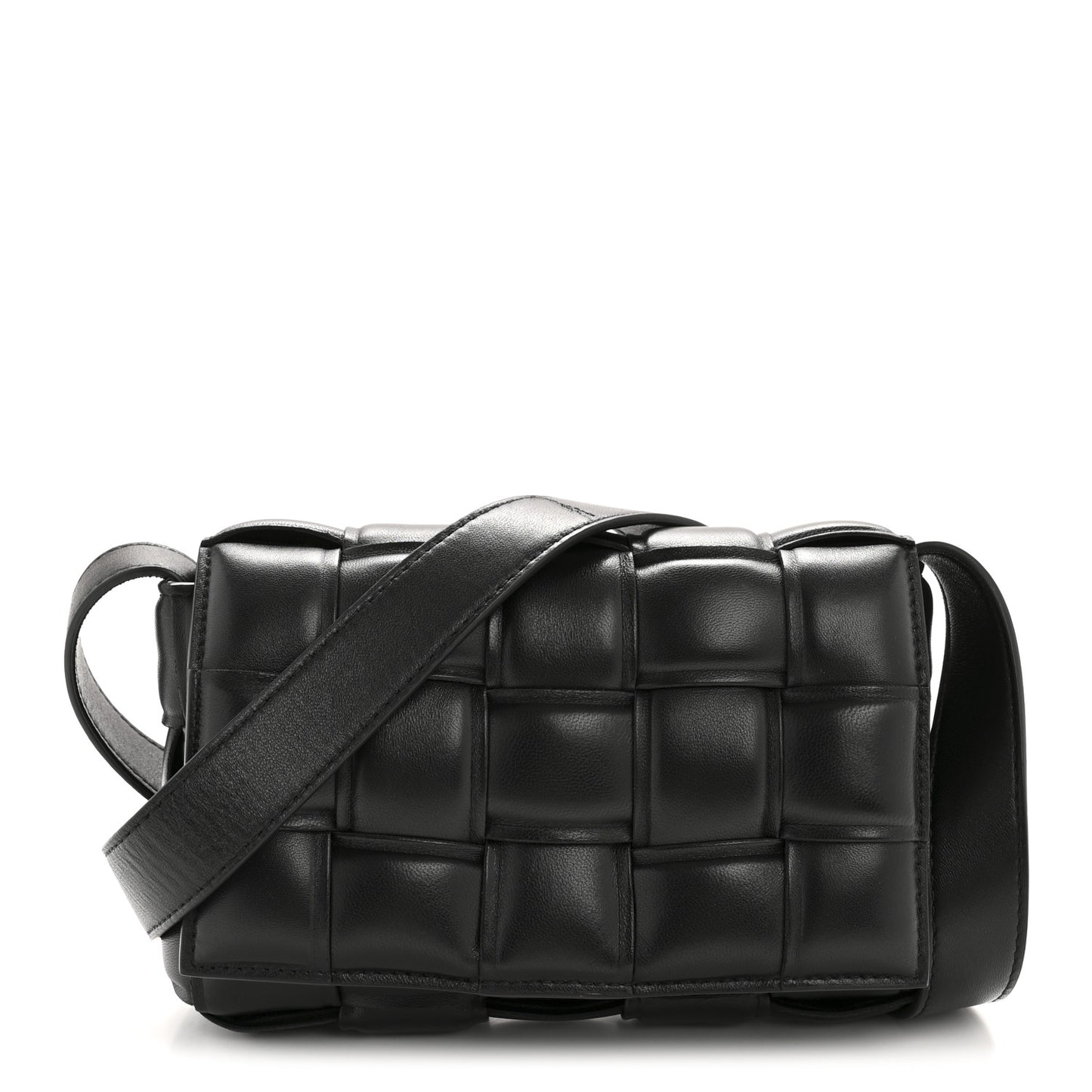 Nappa Maxi Intreccio Small Padded Cassette Crossbody Bag Black