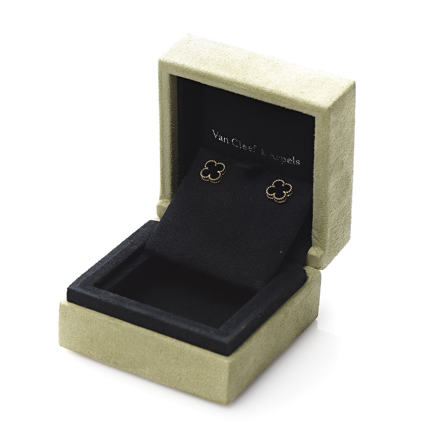 Van Cleef & Arpels 18K Yellow Gold Black Onyx Sweet Alhambra Earrings 6 of 6